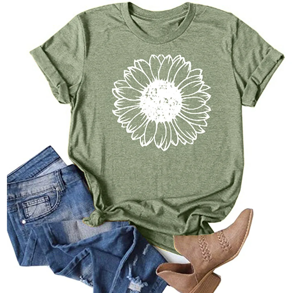 

Women Casual Printing Short Sleeves O-Neck Loose T-Shirt Blouse Tops Mock Long Sleeve Shirt Women Graphic Women Vintage