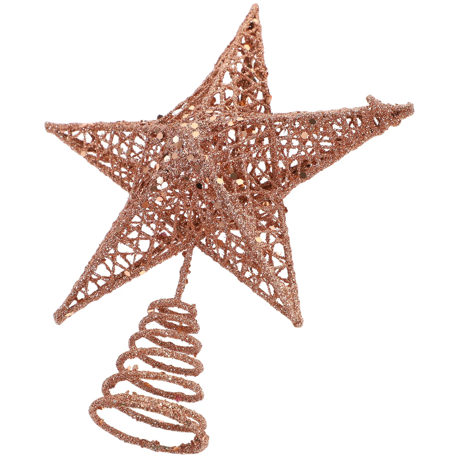 

20cm Glitter Christmas Tree Top Star Christmas Tree Iron Star Topper Glittering Christmas Tree Decoration Ornaments (Rose Gold)