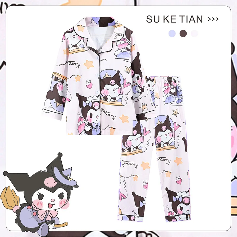 

Fall Anime Kuromi Cinnamoroll Pochacco Children Pajamas Kawaii Sanrio Pokemon Pikachu Cartoon Cotton Like Parent Child Clothing