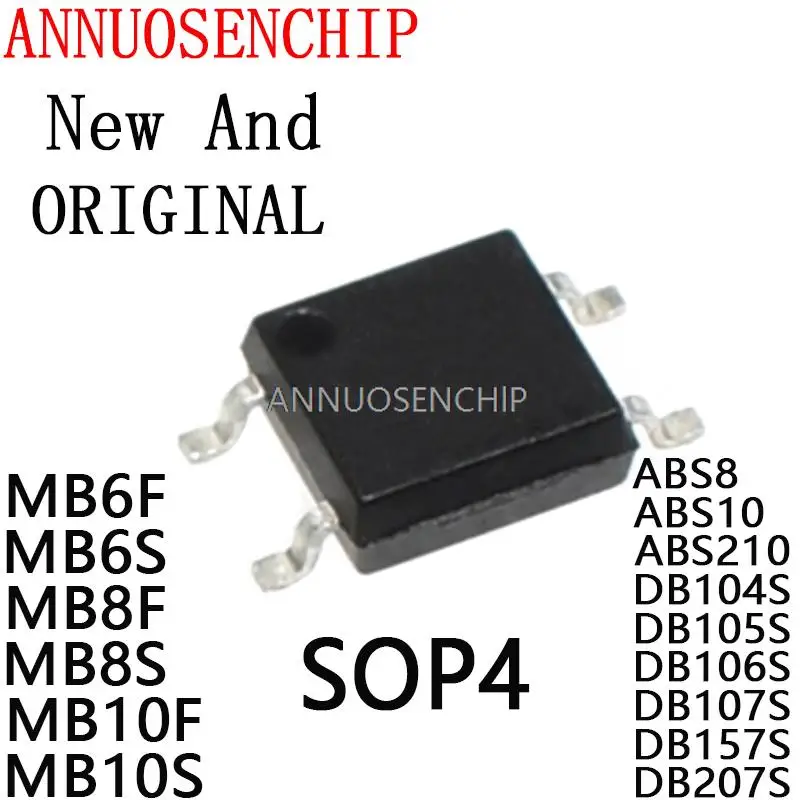Выпрямительный мост SOP-4, 20 шт., стек MB6F, MB6S, MB8F, MB8S, MB10F, MB10S, ABS8, ABS10, ABS210, DB104S, DB105S, DB106S, DB107S, DB157S, DB207S