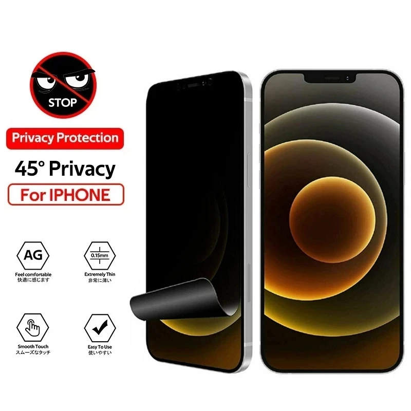 

4Pcs Anti-Spy Hydrogel Film for IPhone 13 12 11 14 Pro Max MINI XSMAX X XR XS SE 6 7 8 Plus Privacy Screen Protectors Not Glass