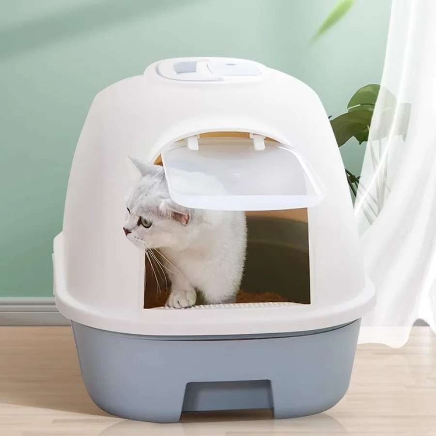 

Enclosed Cat Litter Box Portable Easy Clean Cute Large High Sides Cats Toilet No Splash Pee Grid Arenero Para Gato Cat Supplies