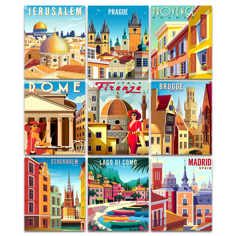 

GATYZTORY Diy Painting By Numbers City Poster Landscape Handpainted Drawing On Canvas Art Gift Pictures By Number Kits Home Deco