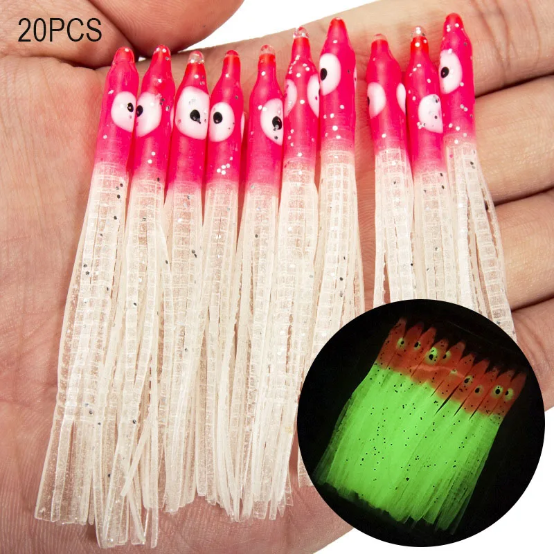 

20PCS Fishing Lure Bait Fishbait Accessories Soft Bait Luminous Squid Artificial Lures Fishing Accessories
