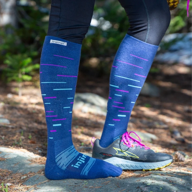 Носки Injinji с пятью пальцами длинные теплые спортивные толстые носки для бега