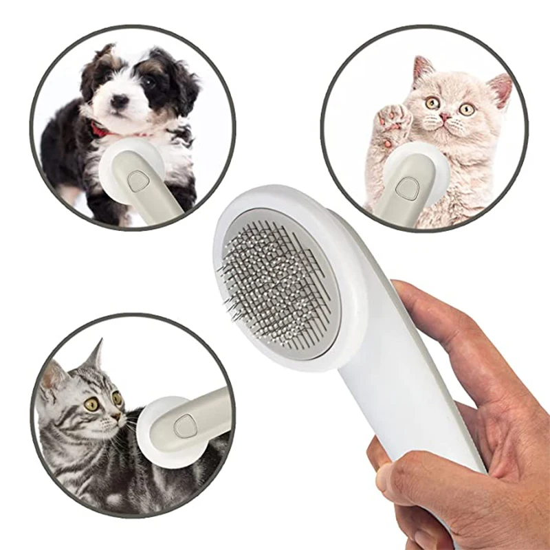 

Pet One-key Hair Shedding Brush Comb for Cats Dogs Removes Loose Mats Tangled Massage Movable Needle Grooming Comb Self Cleaning