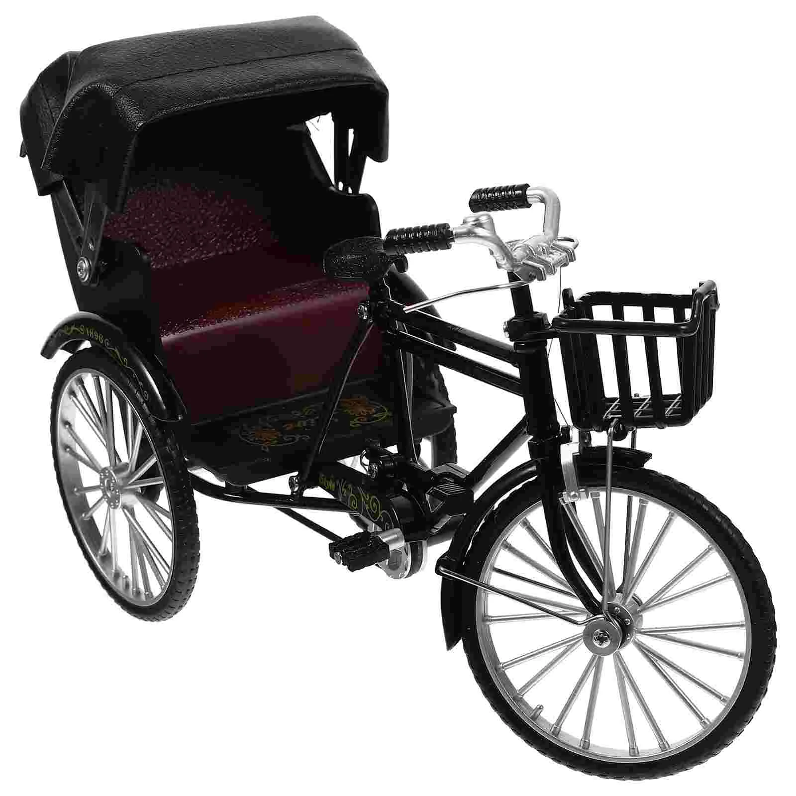

Desktop Rickshaw Decoration Vintage Decorations Retro Ornamen Figurine Plastic Simulation Jinrikisha Model
