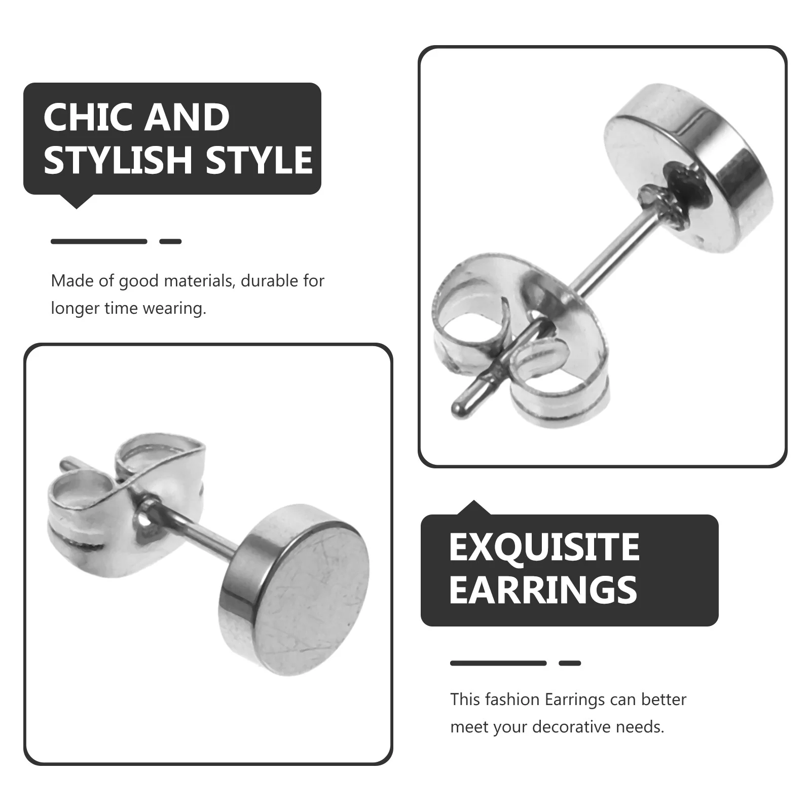 20 Pcs Men Dangle Earrings Cartilage Stud Round Shaped Korean Fashion Women Titanium Steel Studs Flat Man