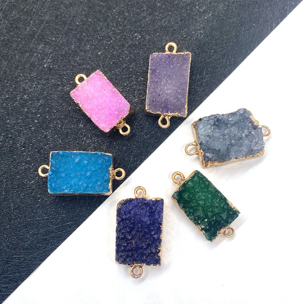 

Natural Stone Connector Rectangular Crystal Double Hole Pendant DIY Handmade Necklace Bracelet Jewelry Accessories 12x25-16x28mm