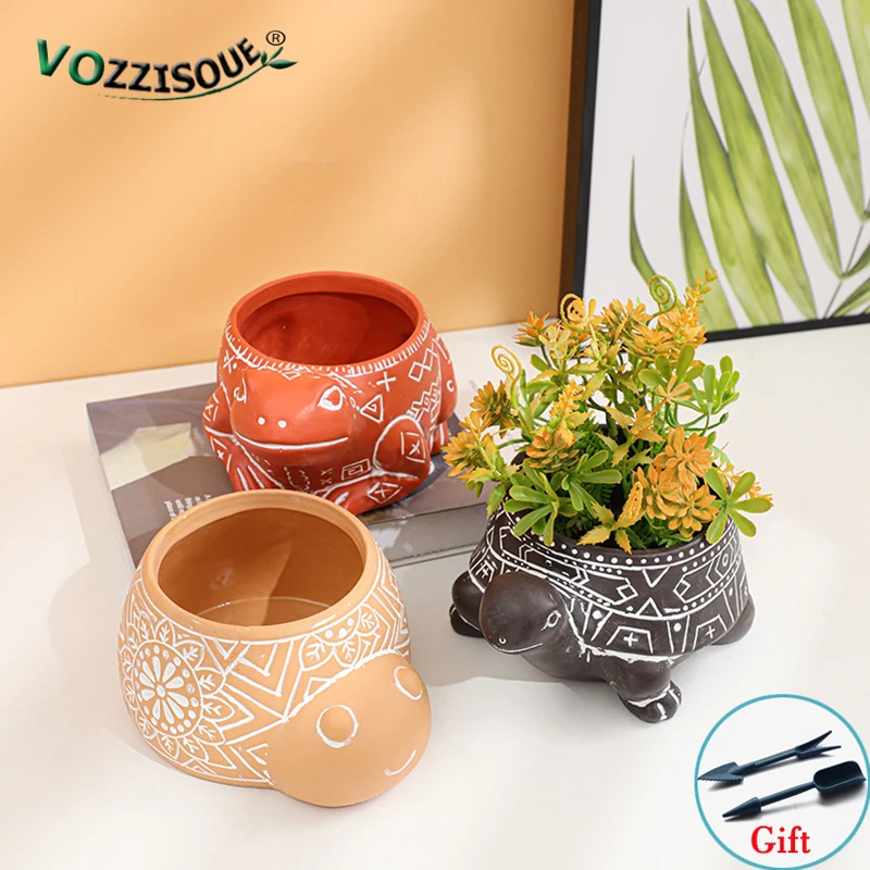 

Креативный цветочный горшок в виде лягушки, керамическая дышащая красная керамика, суккулент, резьба, горшок, минималистичный домашний сад,...