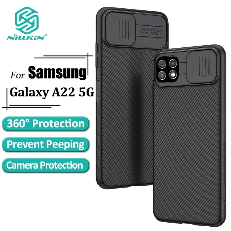 

Nillkin CamShield Case For Samsung Galaxy A22 F42 5G PC Back Cover With Black Slide Glossy Mirror Privacy Protection Casing