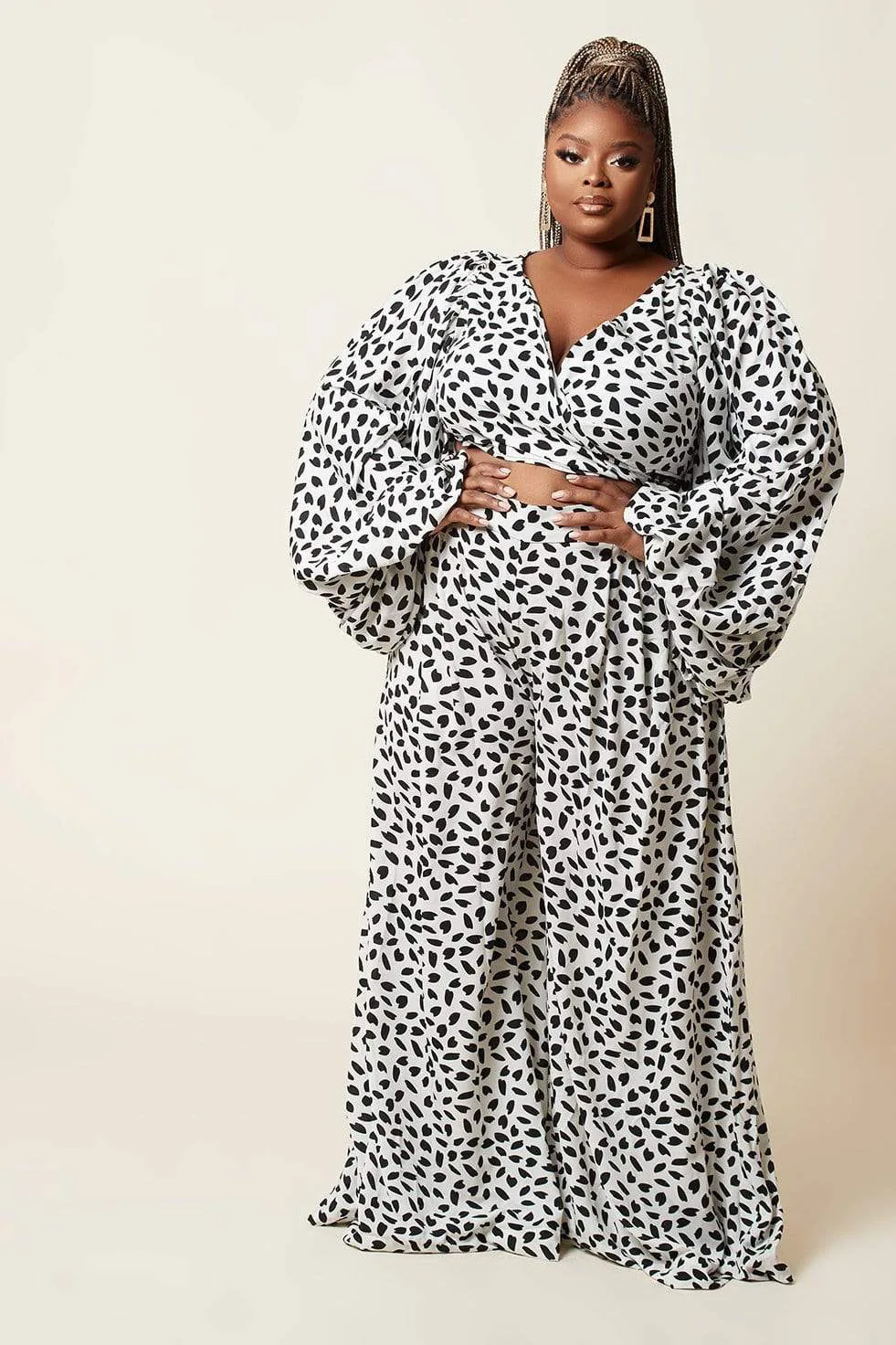 Plus Size 2 Piece Set Women New Africa Large Leopard Print Lace Cardigan Lantern Sleeve Top Loose Wide Leg Pants Fashion Set