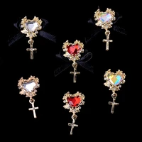 30pcs heart cross pendant diy necklace bracelet crystal rhinestone alloy cross pendant baroque style for jewelry making supplies
