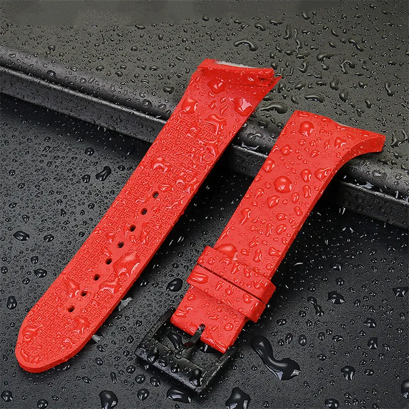 25mm Rubber Strap for Hamilton Ventura H24655331 H24615331 Stainless Steel Buckle Men Quality Silicone Replace Watch Band Belt