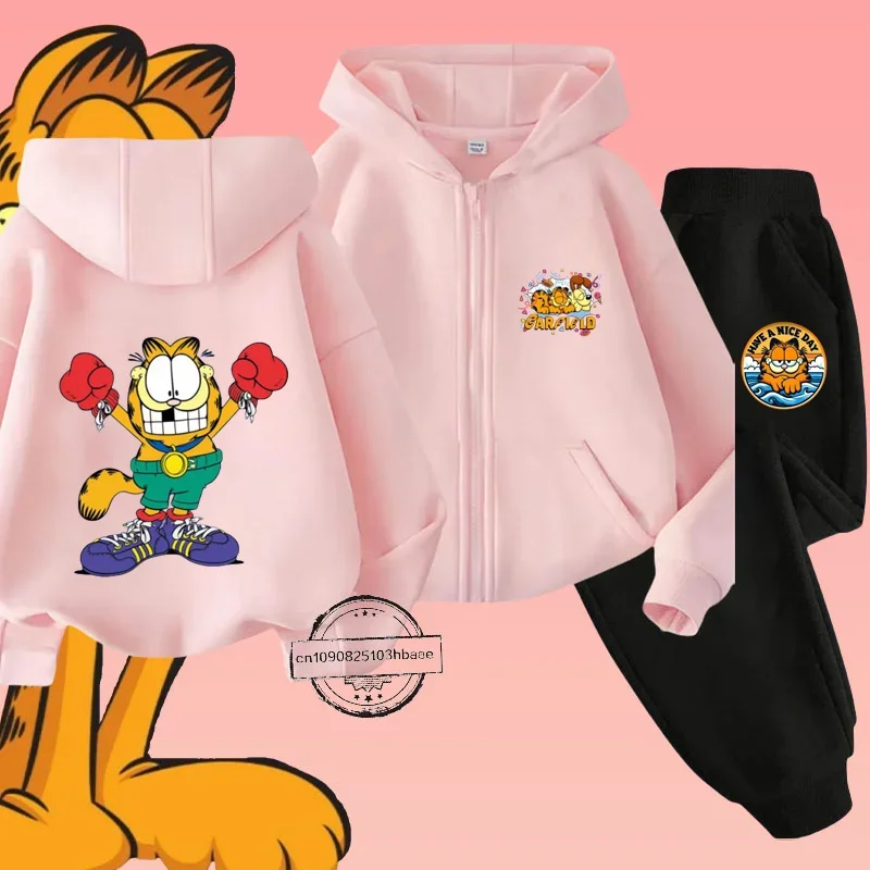 Комплект Детской Одежды С Принтом Гарфилда На Молнии Длинными Рукавами