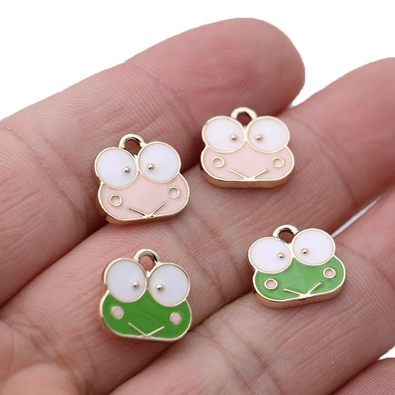 

10PCS Enamel Green Frog Charm Pendant for Jewelry Making Necklace Bracelet Accessories DIY Craft 13mm