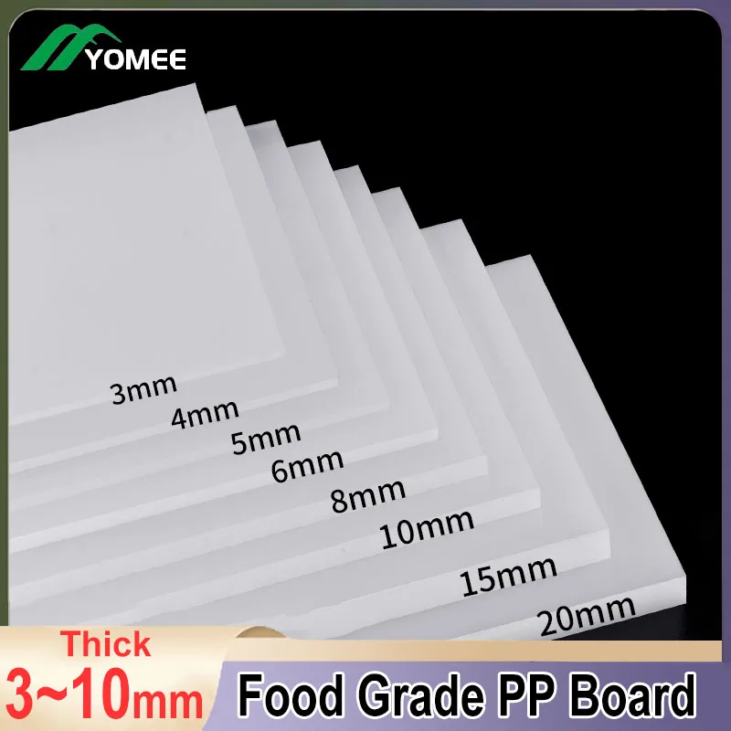 

Food Grade Polypropylene Board White PP Plastic Sheet Thick 3-10mm Non Toxic Waterproof for Home Kitchen Cutting Board DIY