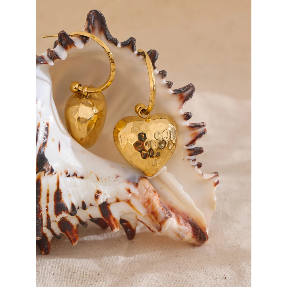 Женские серьги-подвески из нержавеющей стали с сердечками