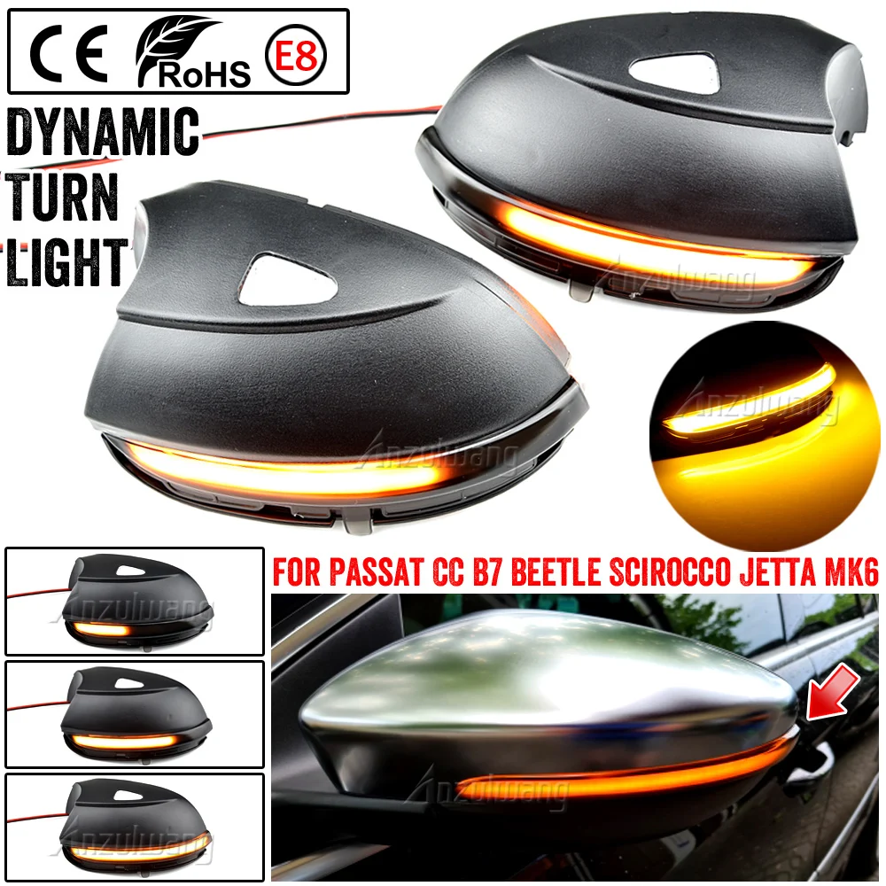 

For VW Passat B7 CC Scirocco MK3 Jetta MK6 EOS Beetle R LED Dynamic Turn Signal Blinker Sequential Side Mirror Indicator Light
