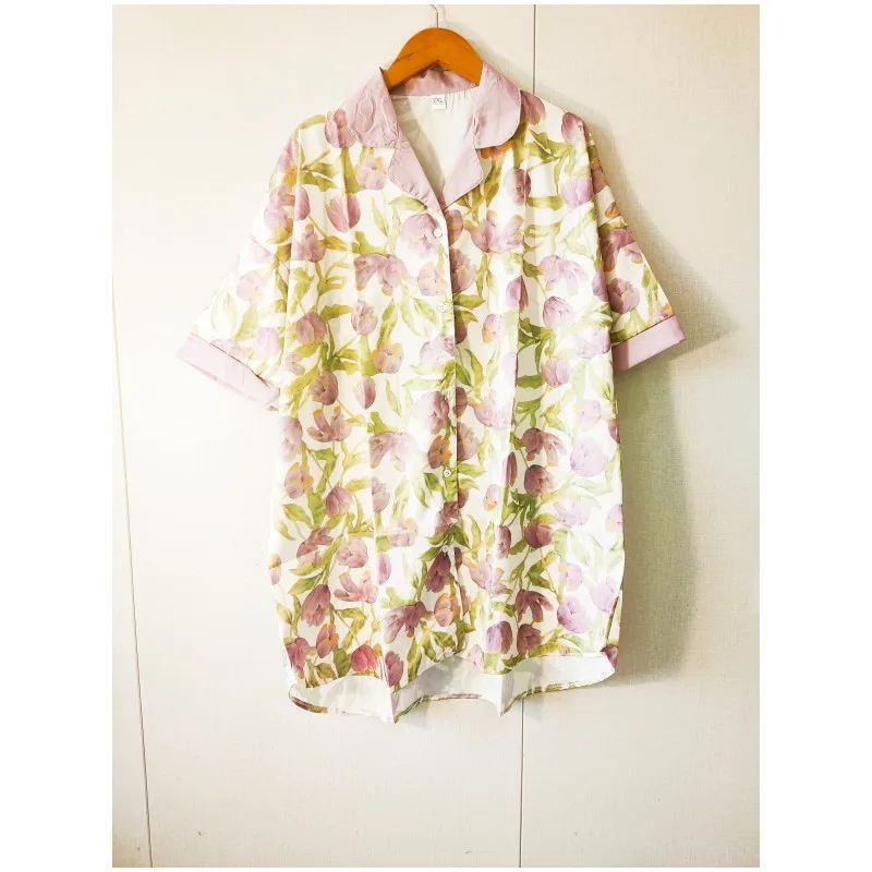 Purple Tulip Nightdress For Women V-Neck Sleeveless Sexy Flower Print Loose Nightwear Fashion luxury Clothes