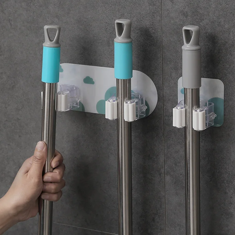 

Wall Mounted Storage Mop Organizer Holder Brush Broom Hanger Storage Rack Kitchen Clip Seamless Hook Bathroom Accessories