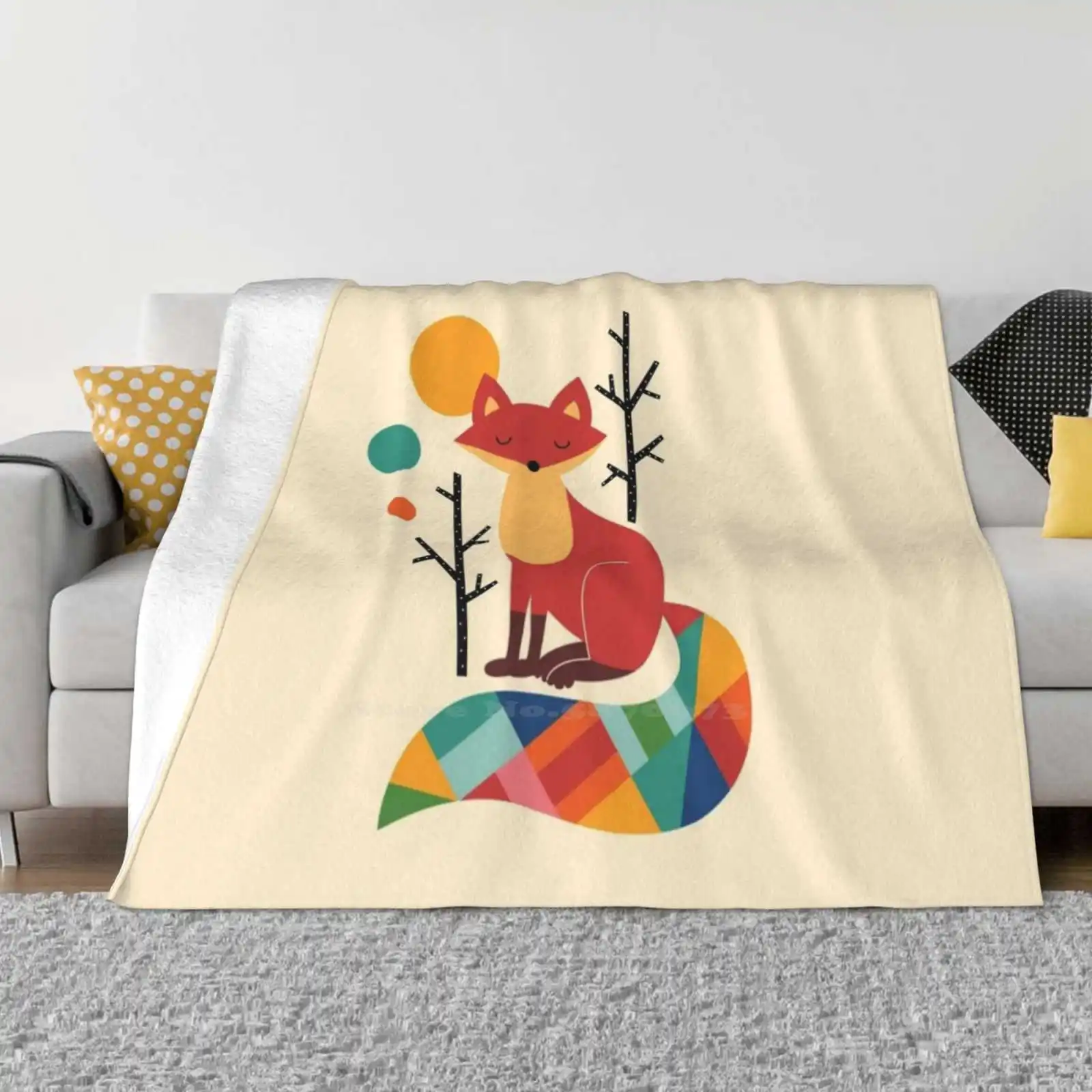 

Rainbow Fox Trend Style Funny Fashion Soft Throw Blanket Special One Rainbow Colorful Hope Different Universe Foxes Red Orange