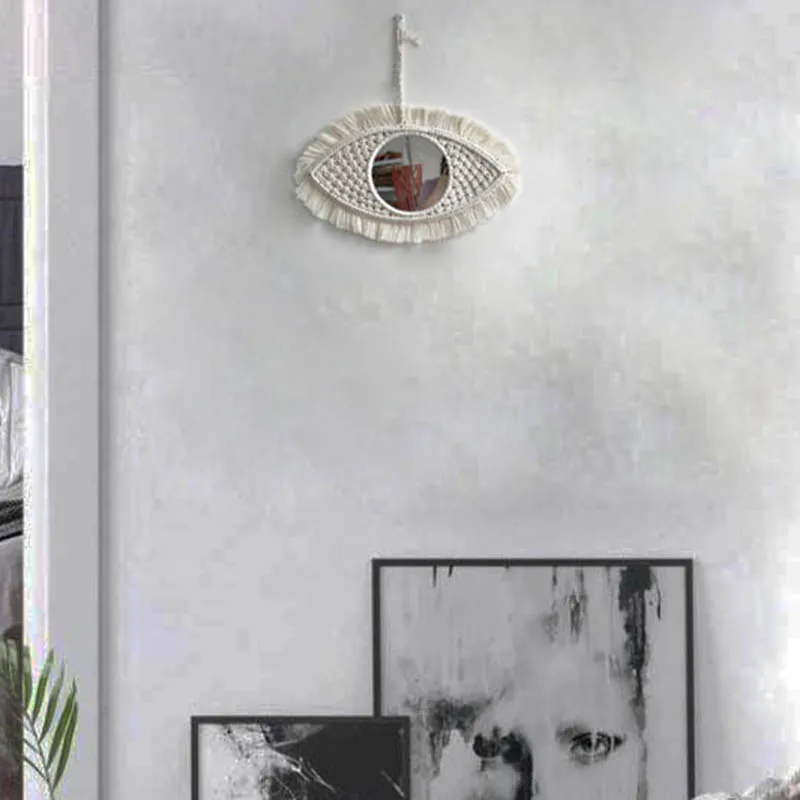 New arrival hot sale handmade macrame wall hanging " eye shape haing evil eyes Demon Eye | Decorative Mirrors