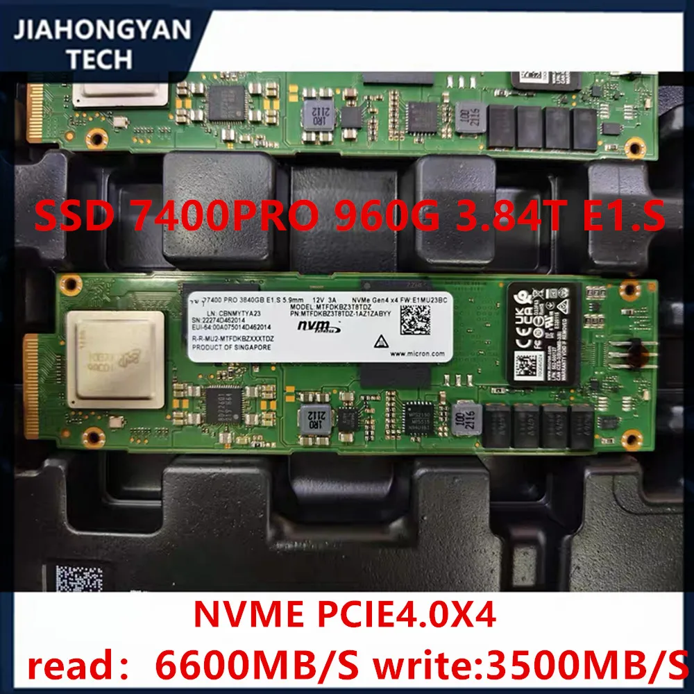 Совершенно новый оригинальный для Micron 7400PRO 960G 1.92T 3.84T E1. S-интерфейс NVME PCIE4.0X4 серверный твердотельный накопитель корпоративного режима