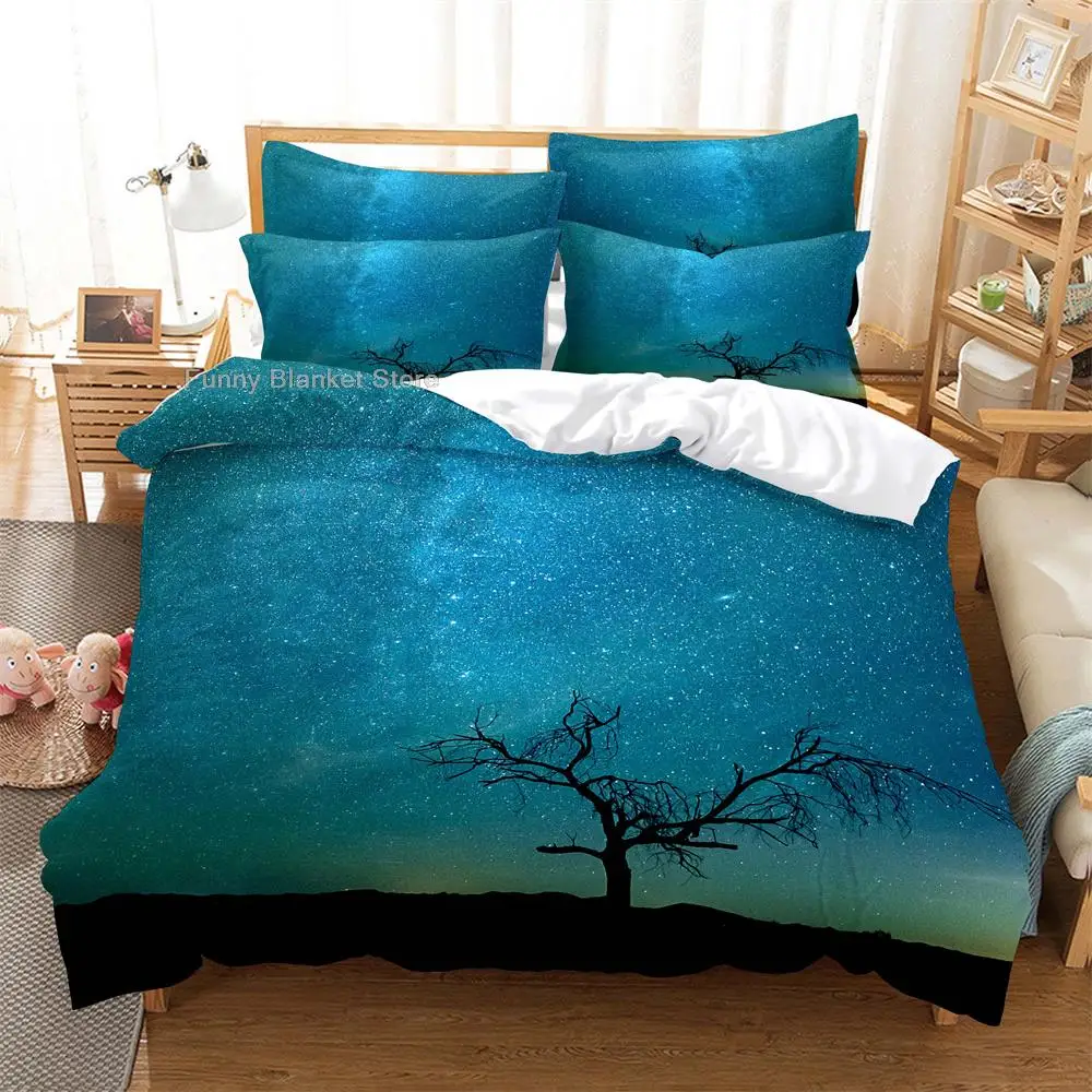 

Trees Bedding 3-piece Digital Printing Cartoon Plain Weave Craft For North America And Europe Bedding Set Queen