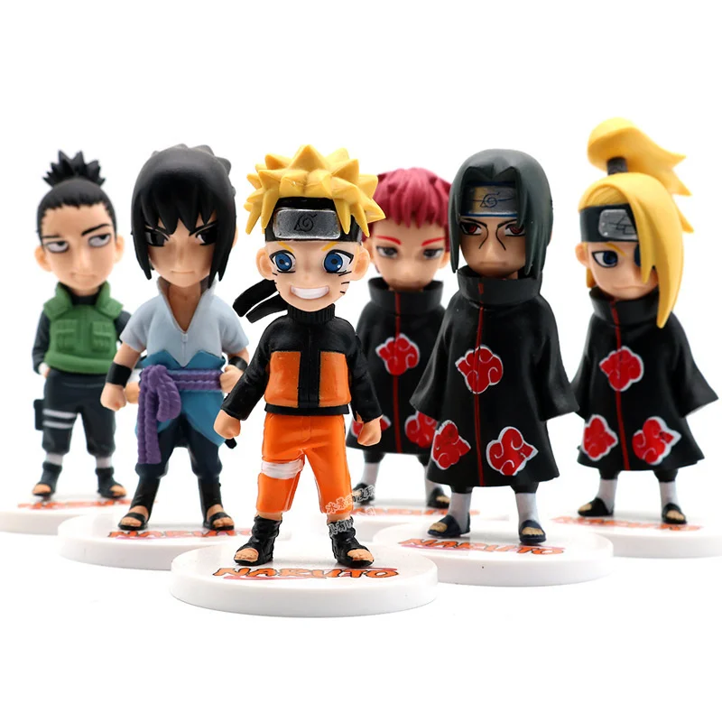 

6 Pcs/set 12cm Naruto Shippuden Anime Figur Doll Mini Uzumaki Action Q Version Collection Kawaii Gift Akatsuki GK Model PVC Toys