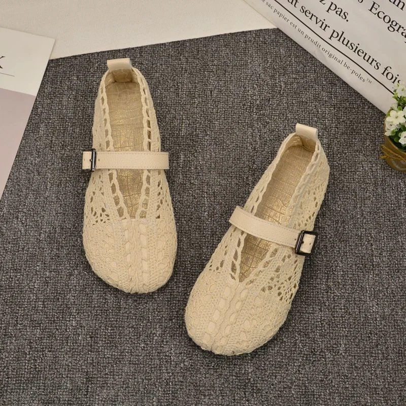 Non slip granny mom mary janes shoes comfort wide feet fit summer mesh lace loafers black beige walking shoes for women 2023 new