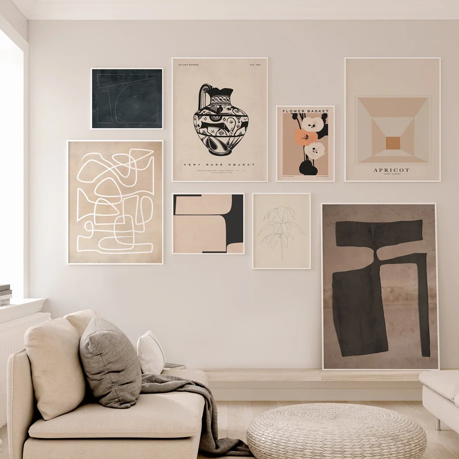 

Vintage Abstract Lines Geometric Flower Vase Wall Art Canvas Painting Posters And Print Wall Pictures For Living Room Home Decor