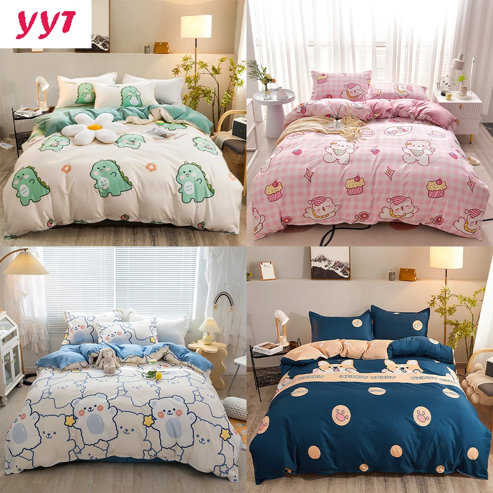 YanYangTian Nordic filling bed four-piece bedding set summer blankets for bed queen size bed sheets set bedroom bed linen calico