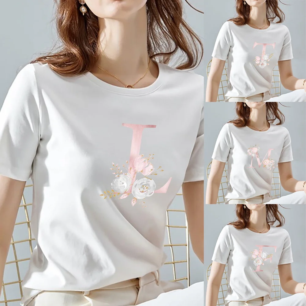 Женская футболка в стиле Харадзюку белая классическая с круглым вырезом и