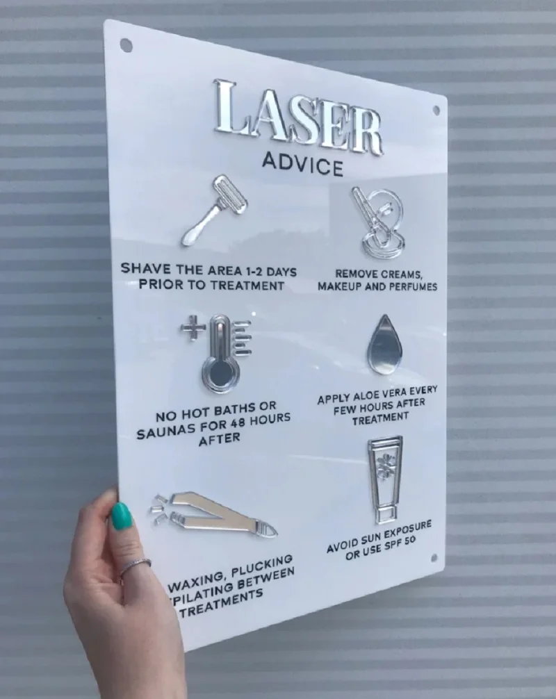 Лазерный знак для удаления волос акриловый настенный A3 Настенный декор салона