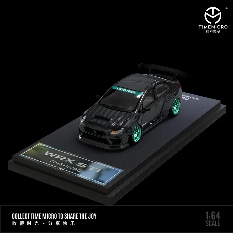 TIME MICRO 1:64 WRX STI золотистый/черный карбоновый чехол литая модель автомобиля