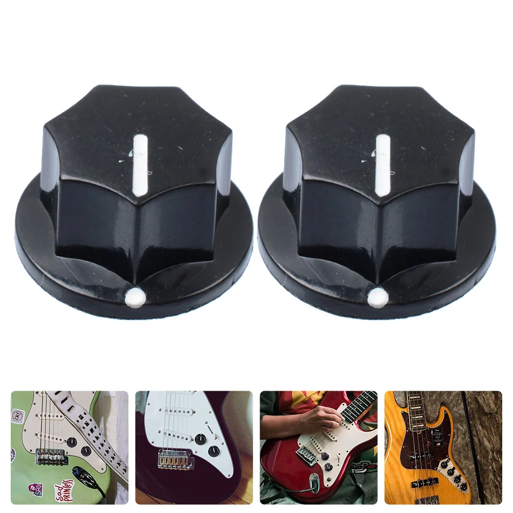 

2 Pcs Bass Effect Button Audio Knob Guitar Top Hat Insert Shaft Potentiometer Plastic Pegs for electric