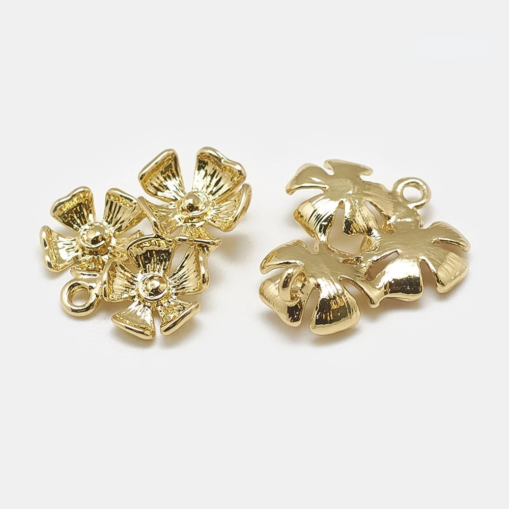

Латунные подвески в виде цветка, 2 шт., покрытие из настоящего 18-каратного золота, 18x16x7 мм, отверстие: 1 мм