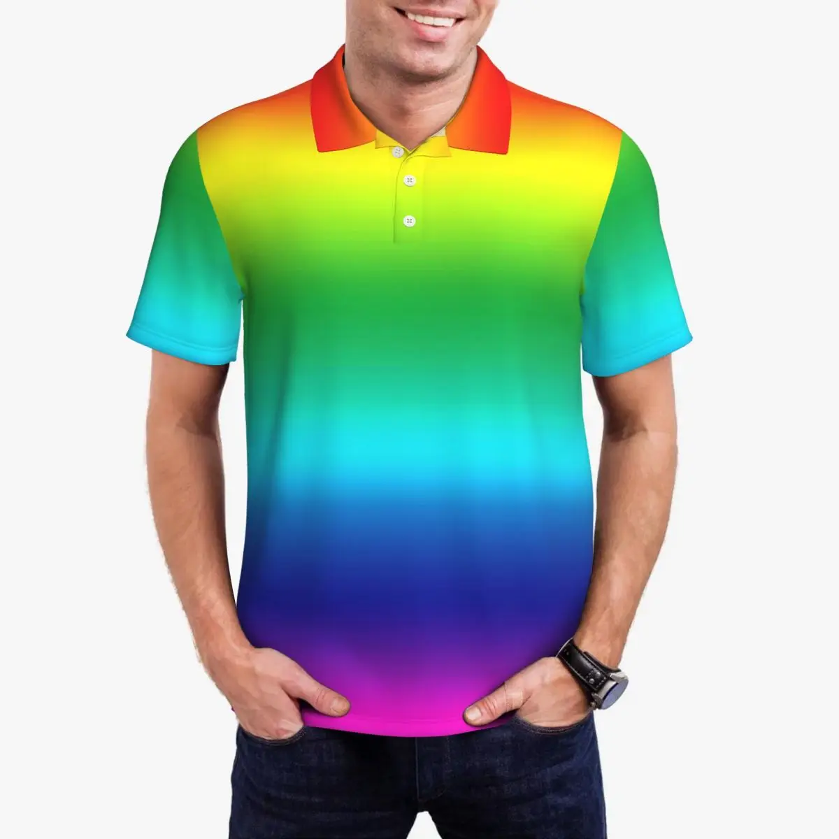 Футболка-поло мужская с радужным флагом повседневная принтом ЛГБТ парада