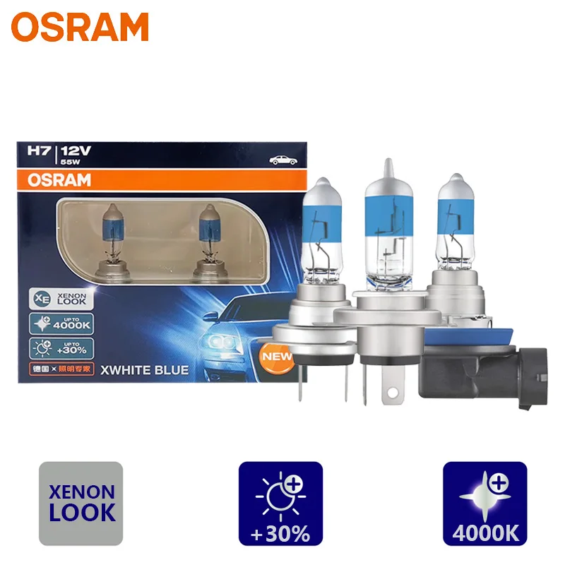 

OSRAM H1 H4 H7 H11 HB3 9005 x белая синяя Автомобильная галогенная фара 4000K теплый белый + 30% яркие автомобильные лампы Xenon Look XWB оригинал