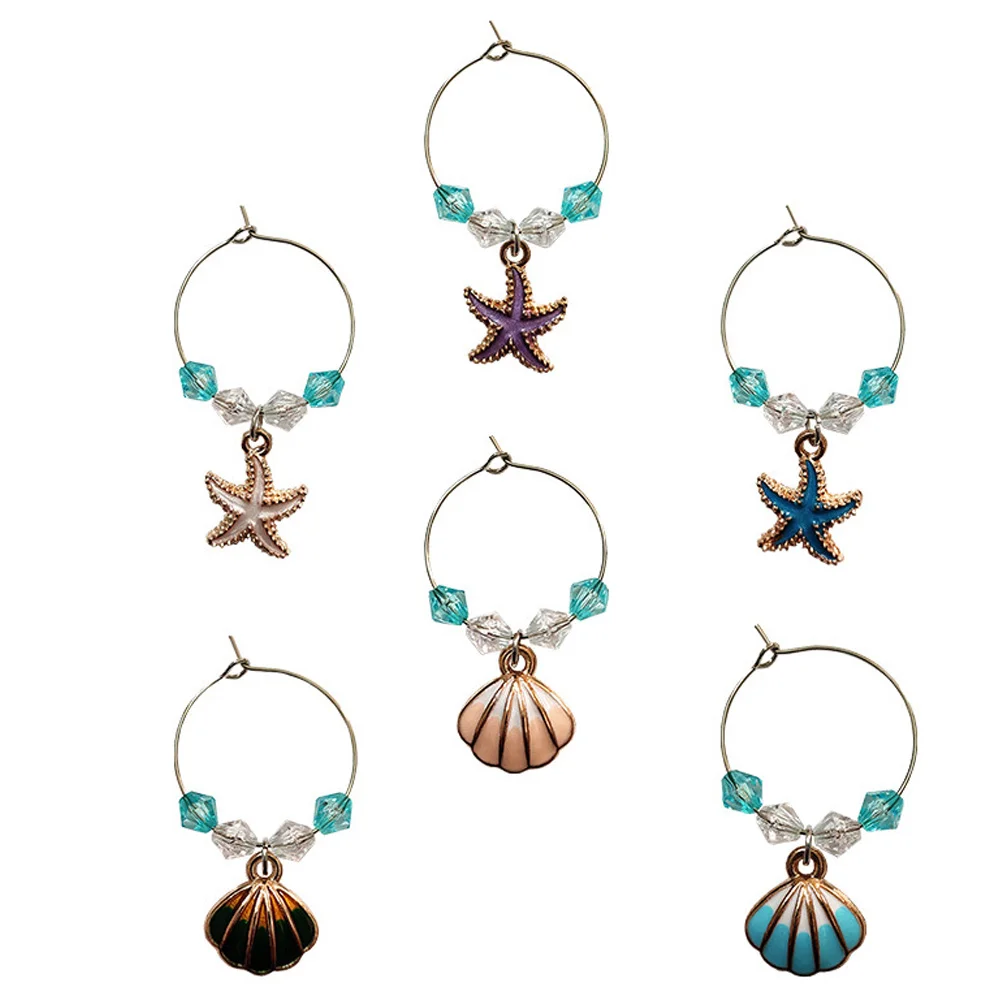 

Winecharms Marker Goblet Drink Party Rings Tags Decors Beach Theme Supplies Cup Charm Markers Set Star Beaded Cocktail