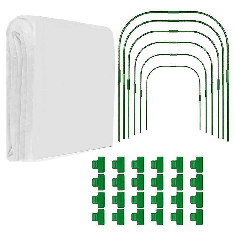 1Set Plant Covers Freeze Protection Garden Mesh Netting Kit 10Ft X 30Ft/ Garden Hoops / Greenhouse Clamps