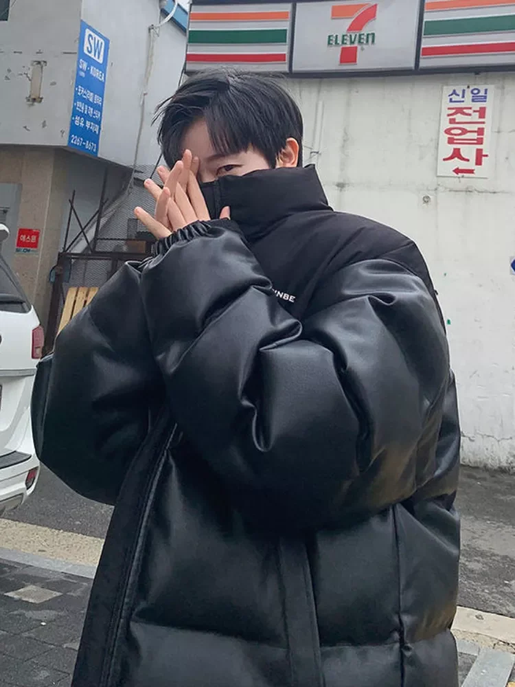 Men 2022 New Hip Hop Warm Splicing Jacket Korean Trend Hip Hop Boys Cool Streetwear Padded Jacket Thickened Winter Coats