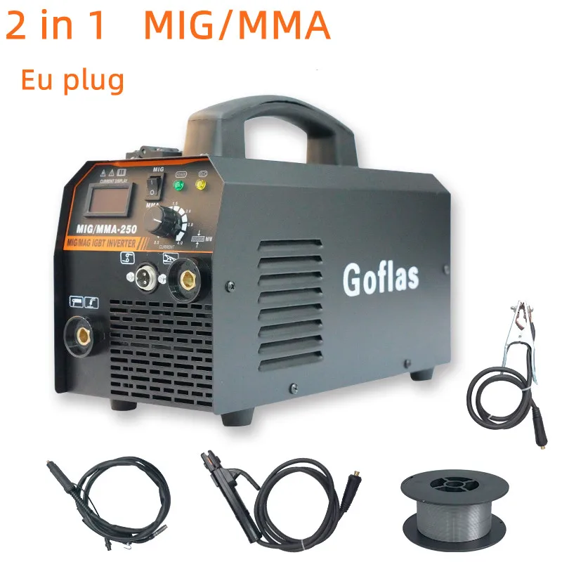 

Mig Welder Semi-Automatic 220V Non Gas Welding Machine 2 in 1 Inverter MMA/MIG EU plug Digital for Home Beginner Lightweight