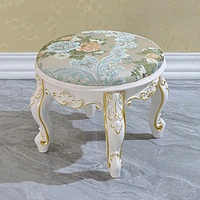 european style low stool living room coffee table household stool fabric round stool french dressing stool