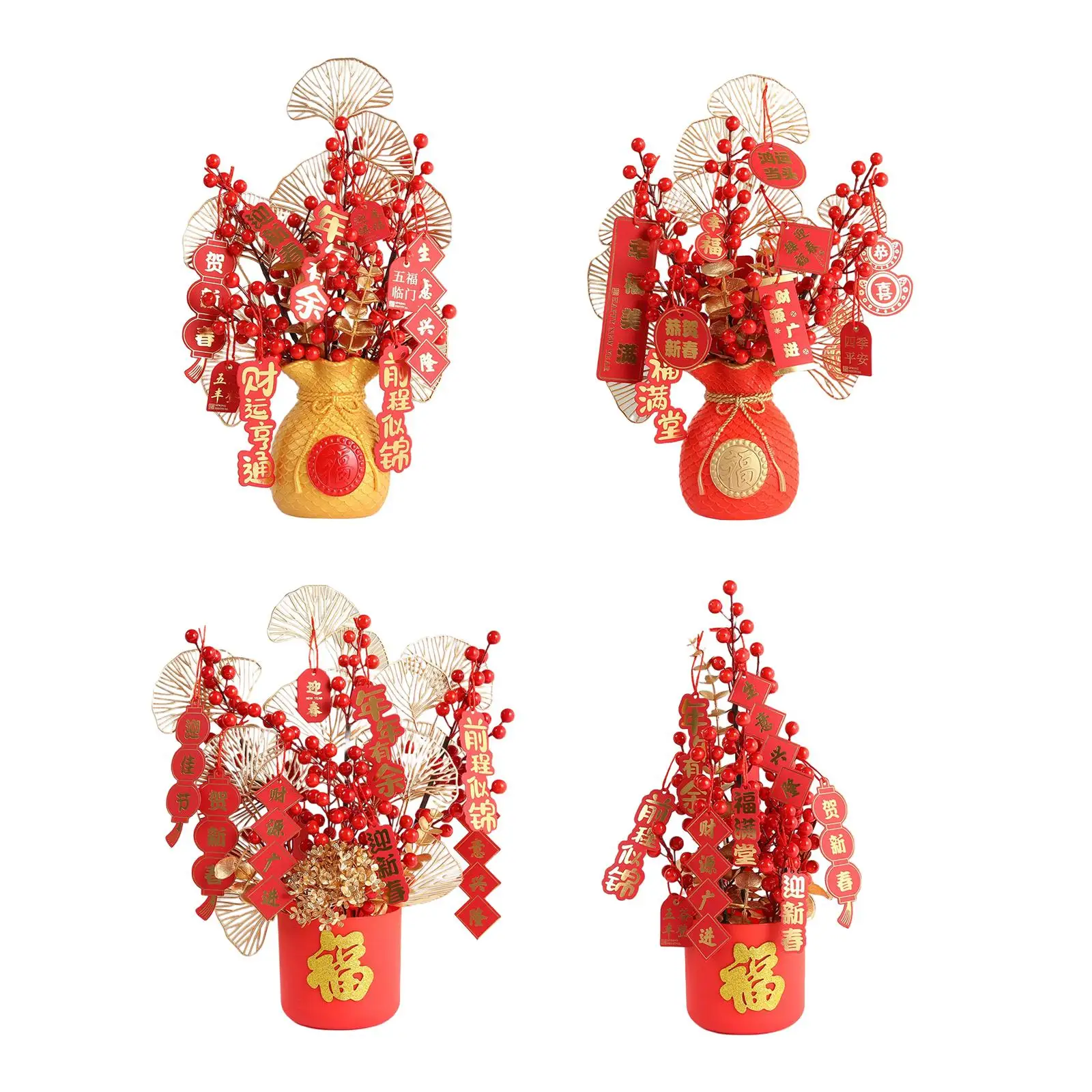 

Blessing Bucket Set Bouquet Spring Festival Decorative Arrangement Fu Word