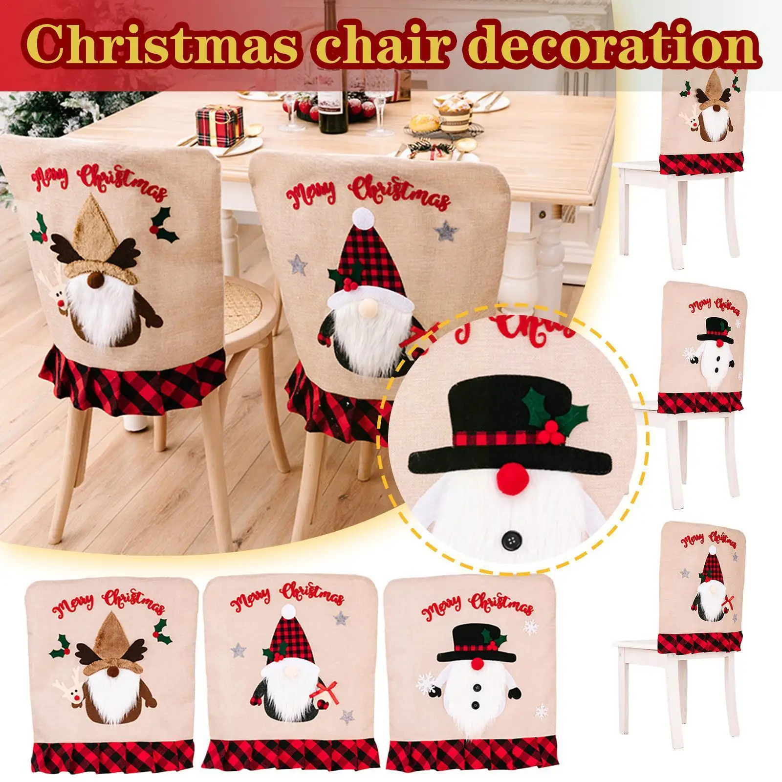 

Рождественский чехол на стул, подстилка, украшение, Рождественское украшение для бутылки, домашнее вино, Рождество, новинка 2023, пылезащитны...