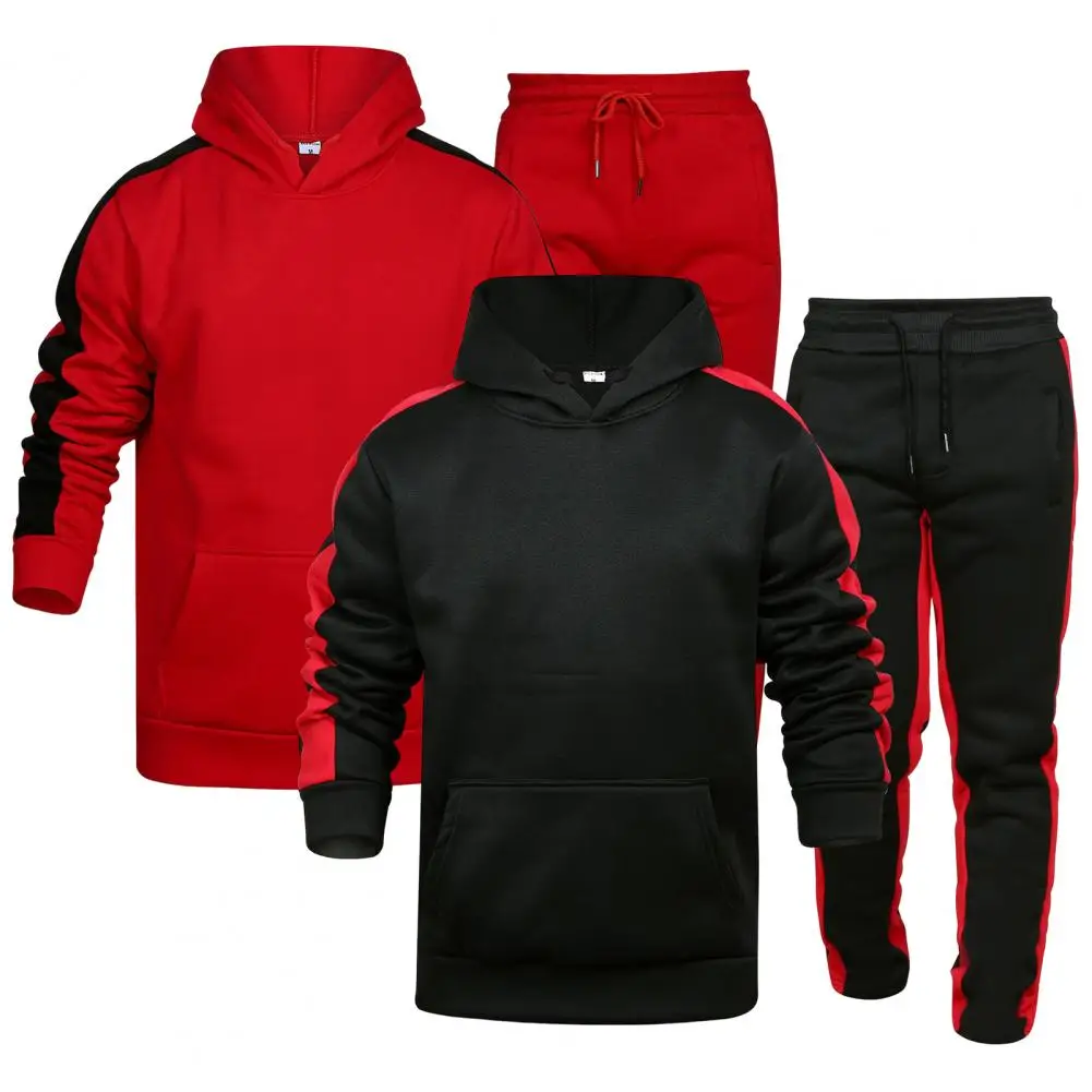 

2Pcs/Set Men Tracksuit Drawstring 3D Cutting Cold Resistant Sporty Outfit for Outdoor
