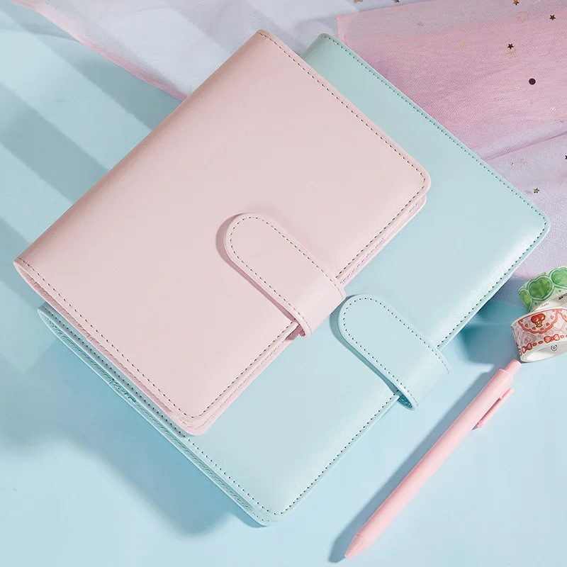 

A6 Macaroon Color Diy Journal Agenda Planner PU Leather Loose Leaf Notebook Cover 6 Ring Binder Notebook Office Stationery