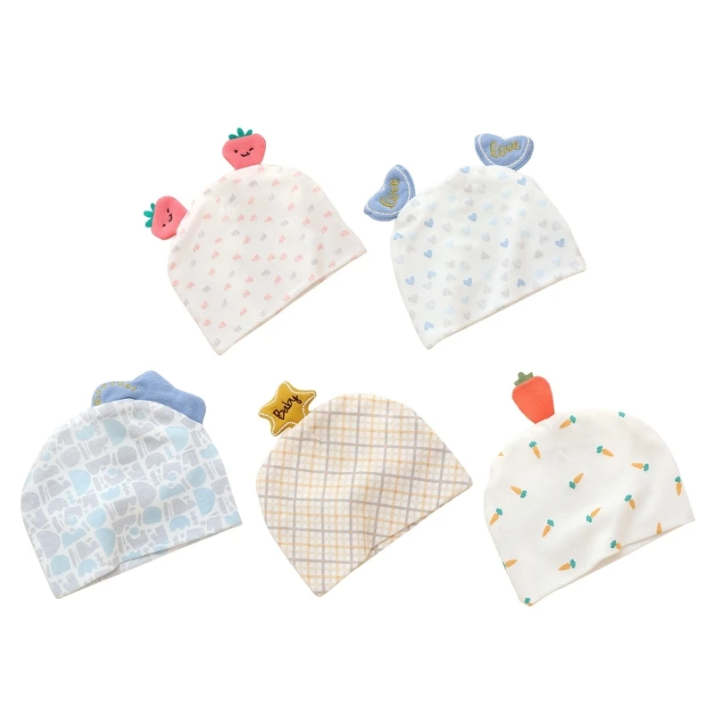 

Baby Beanies Newborns Hospital Hat Non-fluorescent Infant Hat Double Layer Cotton Hat Unisex Boys Girls Cute Ear Cap